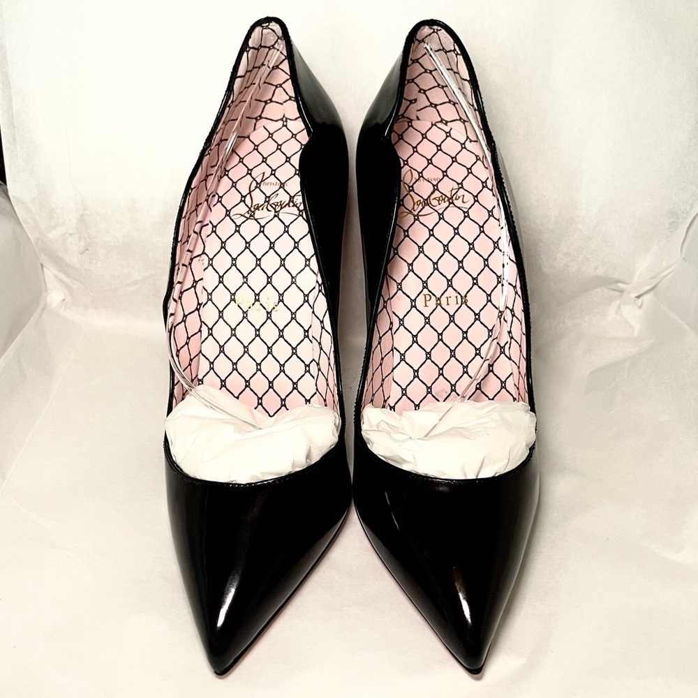 Christian Louboutin HotChick 100mm. Black patent Lin Resille edition. EU38